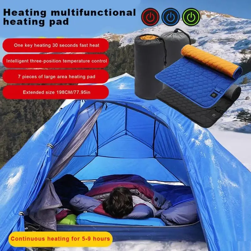 USB Heated Sleeping Bag Pad with 7 Heating Zones for Camping & Outdoor Use