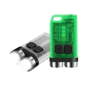 V3 LED Keychain Portable Flashlight Work Light Type-C Rechargeable Mini Torch with Magnet UV Camping Pocket Lantern