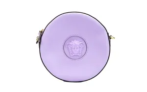 Versace Round Disco Lilac Leather Camera Case Crossbody Bag