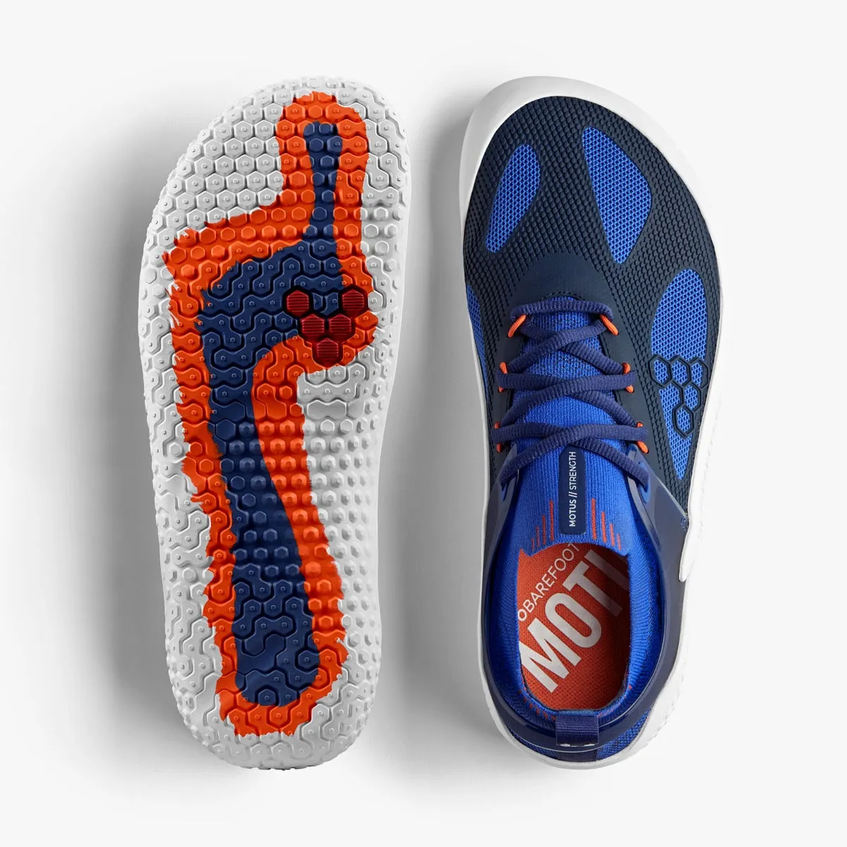 Vivobarefoot Motus Strength Mens – Dazzling Blue-Navy-Orange