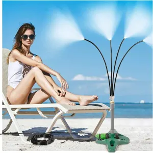 Water Misting System - Standing Misting Cooling System with 4 Nozzles Brass Mister with Hose