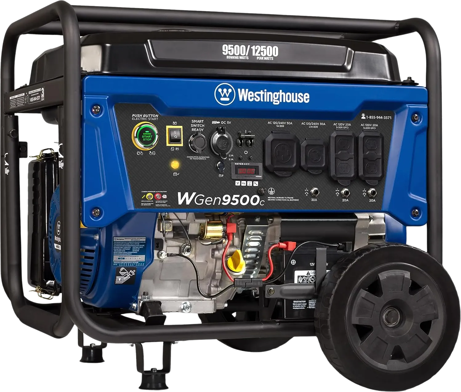 Westinghouse WGen9500c Generator 9500W/12500W 50 Amp Remote Start Gas with CO Sensor New