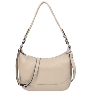 Womens Leather Hobo Style Shoulder Bag Daphne Taupe