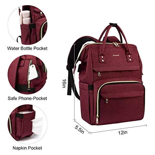 Women's Vine Red Backpack Waterproof Anti-theft Travel Back Pack