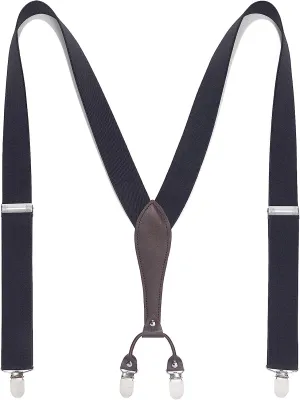 Y-shaped Adjustable Suspender with 6 Clips - 05 BLACK