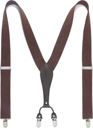 Y-shaped Adjustable Suspender with 6 Clips - 06 BROWN